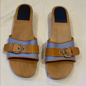 Coach Blue Sandals, wooden sole, size 11